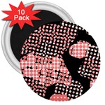 Abstrait Effet Formes Noir/Rose 3  Magnets (10 pack)  Front