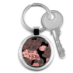 Abstrait Effet Formes Noir/rose Key Chain (round) by kcreatif