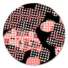 Abstrait Effet Formes Noir/rose Magnet 5  (round) by kcreatif