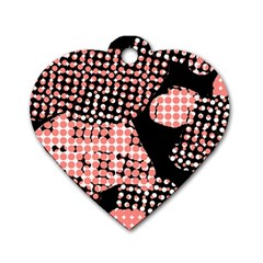 Abstrait Effet Formes Noir/rose Dog Tag Heart (one Side) by kcreatif