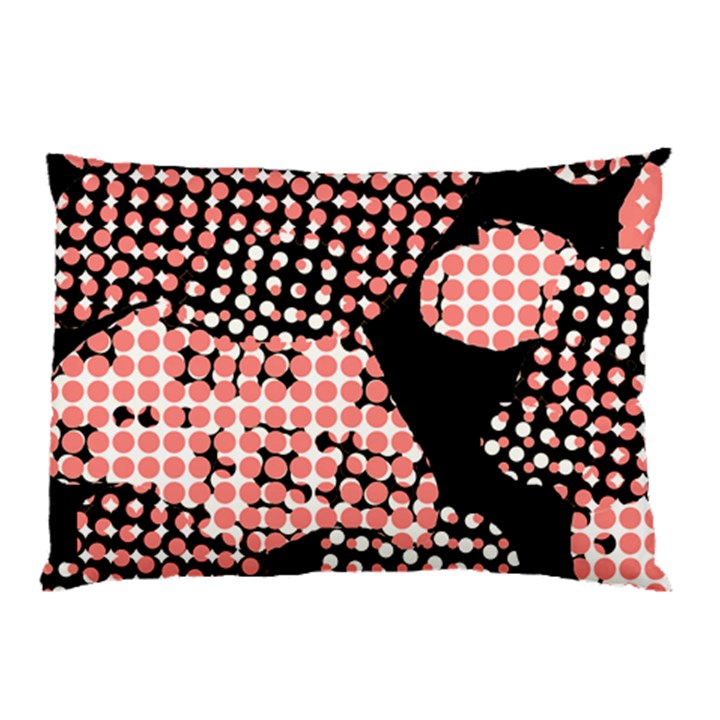 Abstrait Effet Formes Noir/Rose Pillow Case (Two Sides)