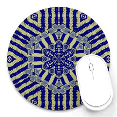 Wood Flower And Matches Mandala Vintage Round Mousepads by pepitasart