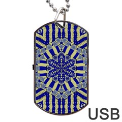 Wood Flower And Matches Mandala Vintage Dog Tag Usb Flash (two Sides) by pepitasart