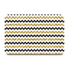 Black And Gold Glitters Zigzag Retro Pattern Golden Metallic Texture Plate Mats by genx