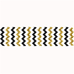 Black And Gold Glitters Zigzag Retro Pattern Golden Metallic Texture Large Bar Mats by genx