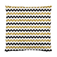 Black And Gold Glitters Zigzag Retro Pattern Golden Metallic Texture Standard Cushion Case (two Sides) by genx