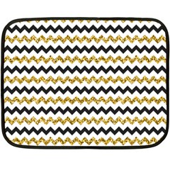 Black And Gold Glitters Zigzag Retro Pattern Golden Metallic Texture Double Sided Fleece Blanket (mini)  by genx