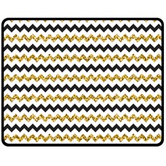 Black And Gold Glitters Zigzag Retro Pattern Golden Metallic Texture Fleece Blanket (medium)  by genx