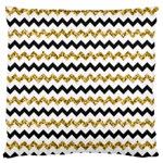 Black and Gold Glitters Zigzag Retro Pattern Golden metallic texture Standard Flano Cushion Case (One Side) Front