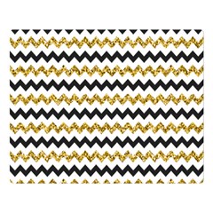 Black And Gold Glitters Zigzag Retro Pattern Golden Metallic Texture Double Sided Flano Blanket (large)  by genx