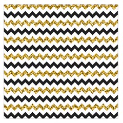 Black And Gold Glitters Zigzag Retro Pattern Golden Metallic Texture Large Satin Scarf (square) by genx