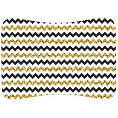 Black And Gold Glitters Zigzag Retro Pattern Golden Metallic Texture Velour Seat Head Rest Cushion by genx