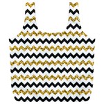 Black and Gold Glitters Zigzag Retro Pattern Golden metallic texture Full Print Recycle Bag (XXL) Front