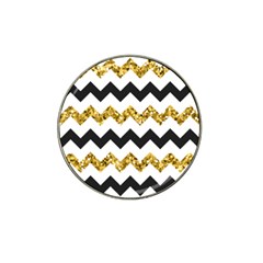 Black And Gold Glitters Zigzag Retro Pattern Golden Metallic Texture Hat Clip Ball Marker (4 Pack) by genx