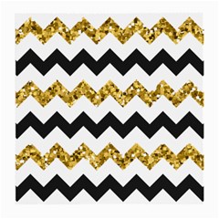 Black And Gold Glitters Zigzag Retro Pattern Golden Metallic Texture Medium Glasses Cloth by genx