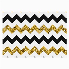 Black And Gold Glitters Zigzag Retro Pattern Golden Metallic Texture Large Glasses Cloth by genx