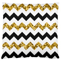 Black And Gold Glitters Zigzag Retro Pattern Golden Metallic Texture Standard Flano Cushion Case (one Side) by genx