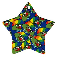 Clown World Pepe The Frog Honkhonk Meme Kekistan Funny Pattern Blue  Ornament (star) by snek