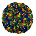 Clown World Pepe The Frog Honkhonk Meme Kekistan Funny Pattern Blue  Large 18  Premium Round Cushions Front