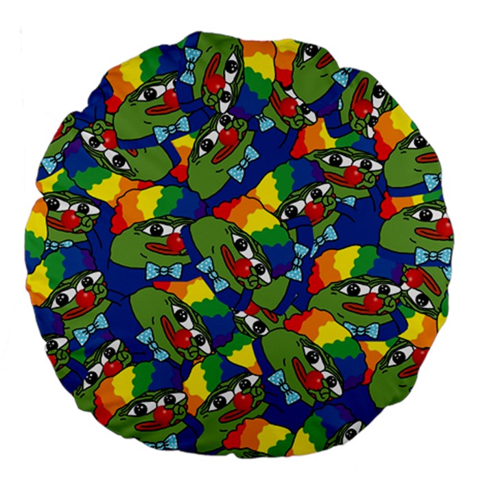 Clown World Pepe The Frog Honkhonk Meme Kekistan Funny Pattern Blue  Large 18  Premium Round Cushions