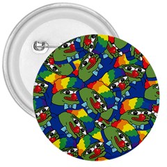 Clown World Pepe The Frog Honkhonk Meme Kekistan Funny Pattern Blue  3  Buttons by snek