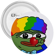 Clown World Pepe The Frog Honkhonk Meme Kekistan Funny 3  Buttons by snek