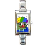 Clown World Pepe The Frog Honkhonk Meme Kekistan Funny Rectangle Italian Charm Watch Front