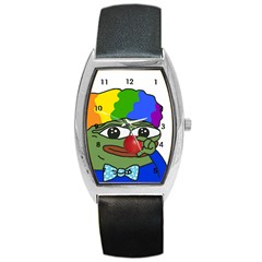 Clown World Pepe The Frog Honkhonk Meme Kekistan Funny Barrel Style Metal Watch by snek