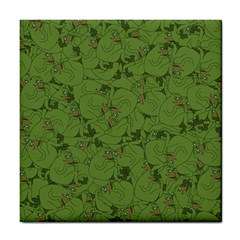 Groyper Pepe The Frog Original Meme Funny Kekistan Green Pattern Tile Coaster by snek