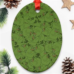 Groyper Pepe The Frog Original Meme Funny Kekistan Green Pattern Ornament (oval) by snek