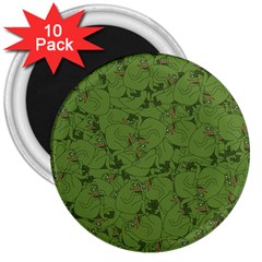 Groyper Pepe The Frog Original Meme Funny Kekistan Green Pattern 3  Magnets (10 Pack)  by snek