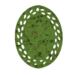 Groyper Pepe The Frog Original Meme Funny Kekistan Green Pattern Oval Filigree Ornament (two Sides) by snek