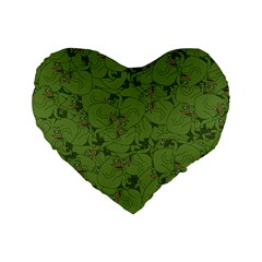 Groyper Pepe The Frog Original Meme Funny Kekistan Green Pattern Standard 16  Premium Heart Shape Cushions by snek