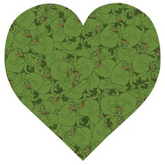 Groyper Pepe The Frog Original Meme Funny Kekistan Green Pattern Wooden Puzzle Heart by snek