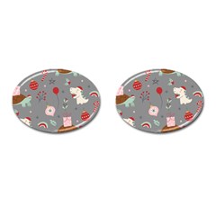 Funny Christmas Pattern Cufflinks (oval) by Vaneshart