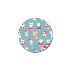 Cute French Bulldog Puppy Dog Christmas Costume Seamless Pattern Golf Ball Marker by Vaneshart