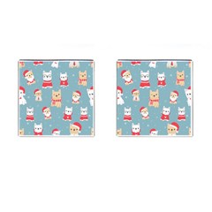 Cute French Bulldog Puppy Dog Christmas Costume Seamless Pattern Cufflinks (square) by Vaneshart