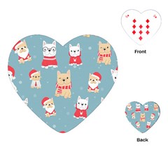 Cute French Bulldog Puppy Dog Christmas Costume Seamless Pattern Playing Cards Single Design (heart) by Vaneshart