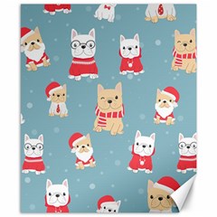 Cute French Bulldog Puppy Dog Christmas Costume Seamless Pattern Canvas 8  X 10  by Vaneshart