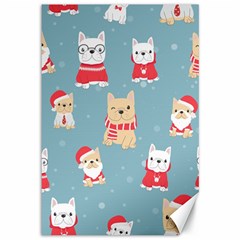 Cute French Bulldog Puppy Dog Christmas Costume Seamless Pattern Canvas 12  X 18  by Vaneshart