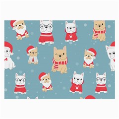 Cute French Bulldog Puppy Dog Christmas Costume Seamless Pattern Large Glasses Cloth by Vaneshart