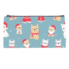 Cute French Bulldog Puppy Dog Christmas Costume Seamless Pattern Pencil Cases by Vaneshart