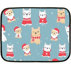 Cute French Bulldog Puppy Dog Christmas Costume Seamless Pattern Double Sided Fleece Blanket (mini)  by Vaneshart