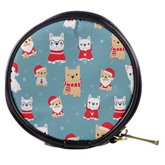 Cute French Bulldog Puppy Dog Christmas Costume Seamless Pattern Mini Makeup Bag by Vaneshart