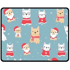 Cute French Bulldog Puppy Dog Christmas Costume Seamless Pattern Fleece Blanket (medium)  by Vaneshart