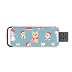 Cute French Bulldog Puppy Dog Christmas Costume Seamless Pattern Portable Usb Flash (two Sides) by Vaneshart