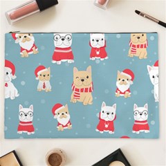 Cute French Bulldog Puppy Dog Christmas Costume Seamless Pattern Cosmetic Bag (xxl) by Vaneshart