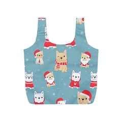 Cute French Bulldog Puppy Dog Christmas Costume Seamless Pattern Full Print Recycle Bag (s) by Vaneshart