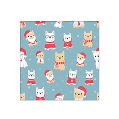 Cute French Bulldog Puppy Dog Christmas Costume Seamless Pattern Satin Bandana Scarf by Vaneshart