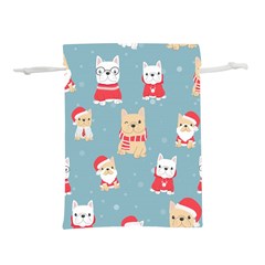 Cute French Bulldog Puppy Dog Christmas Costume Seamless Pattern Lightweight Drawstring Pouch (l) by Vaneshart